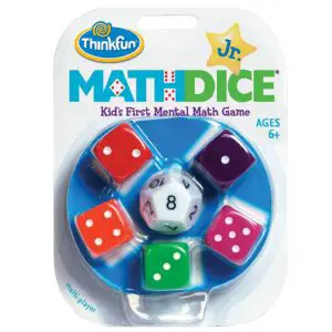 ThinkFun Math Dice Junior Game for Boys and Girls Age 6 and Up